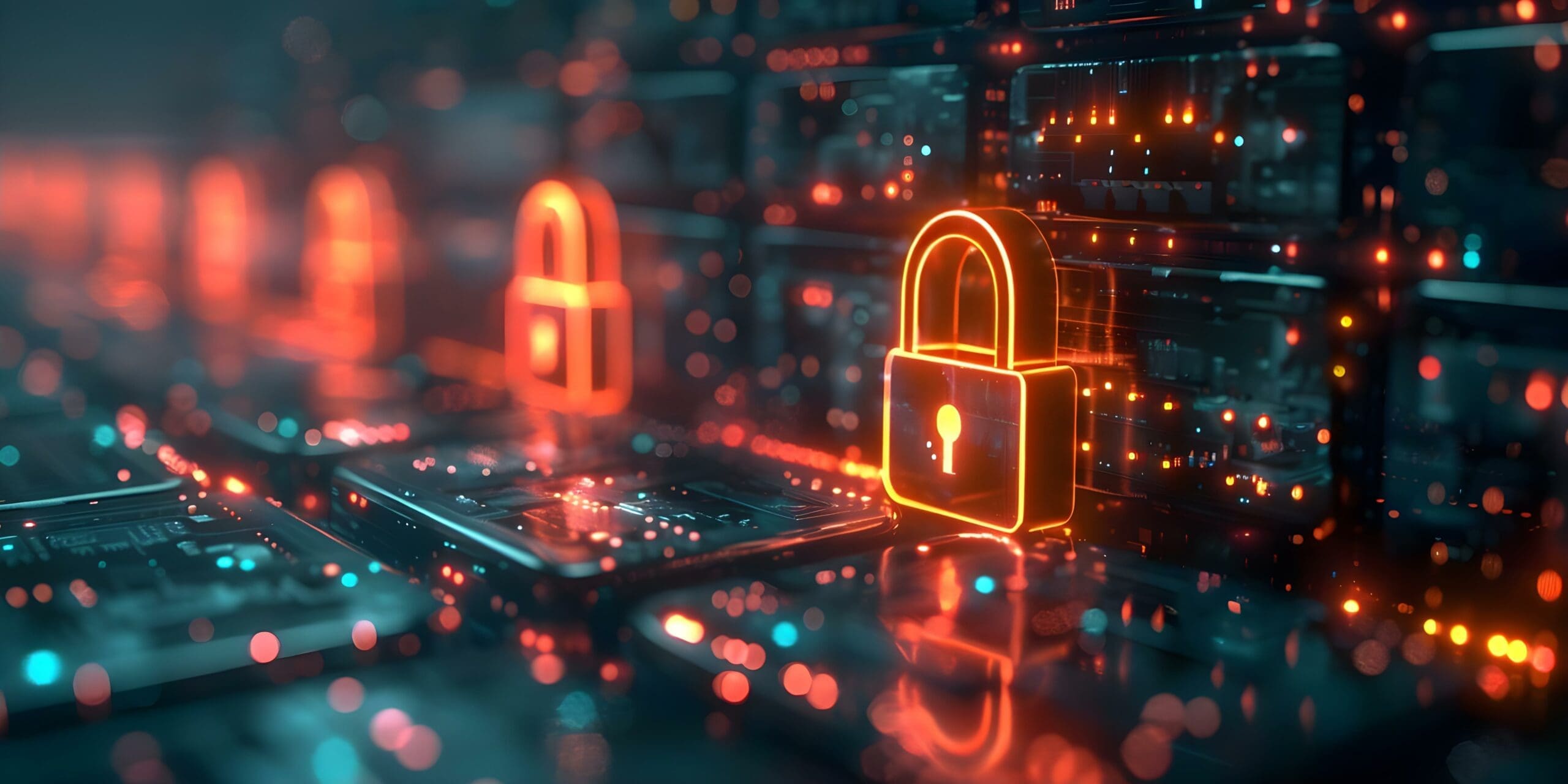 Network protection with digital locks and firewalls guarding against cyber threats. Concept Cybersecurity, Digital Locks, Firewalls, Network Protection, Cyber Threats